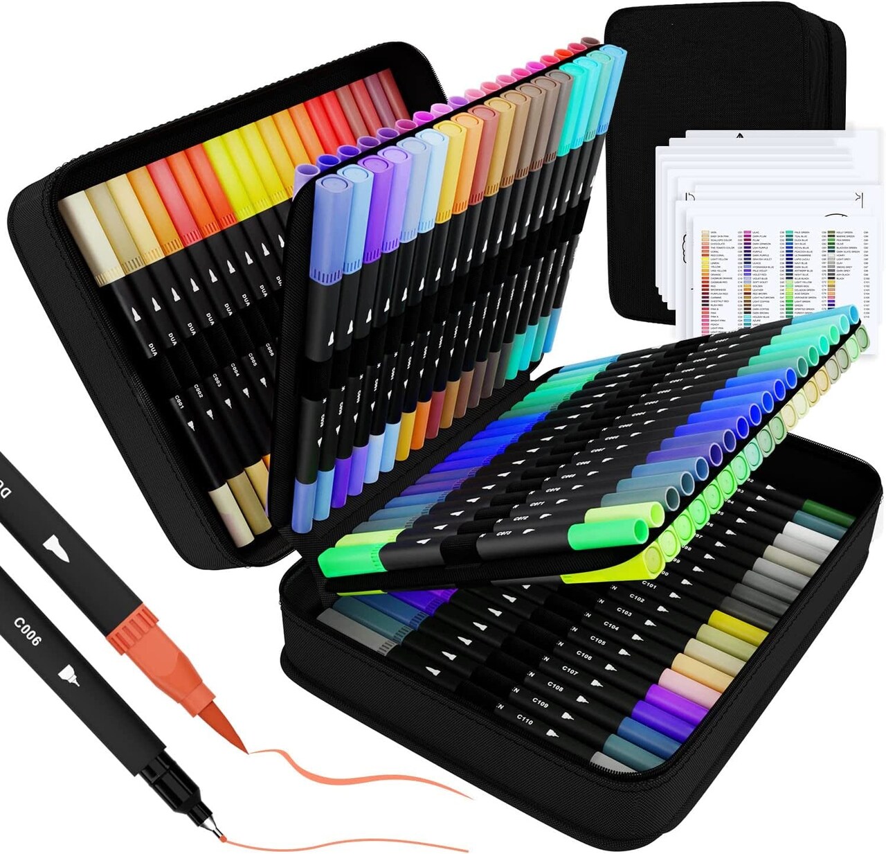 Art Supplier Dual Brush Markers Pen, 110 Artist Coloring Marker